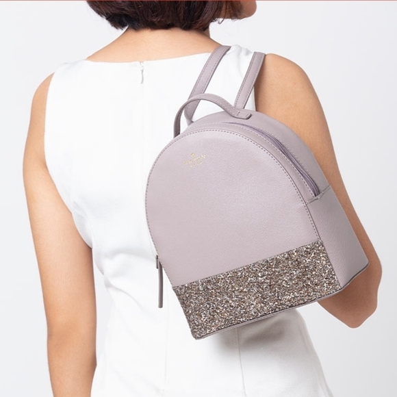KATE SPADE Dark Beige and 1/4 Glitter Backpack, NWOT - Picture 1 of 16
